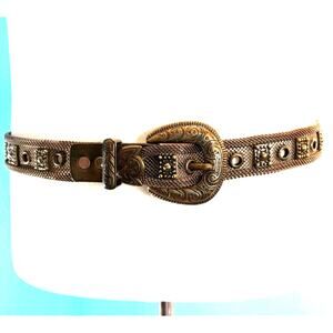 VTG Made in ITALY Sand Castle USA Artist Metal Mesh Belt Up To 33" Bronze Tone